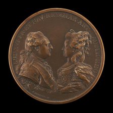 Louis XVI, 1754-1793, and Marie-Antoinette, 1755-1793..., [obverse], 1781. Creator: Benjamin Duvivier.