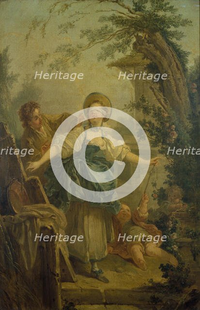 Blind man's buff, after Fragonard.  Creator: Unknown.