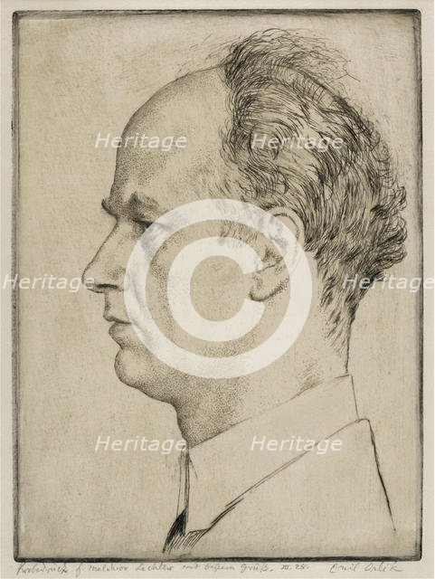 Portrait of Wilhelm Furtwängler (1886-1954), 1928. Artist: Orlik, Emil (1870–1932)
