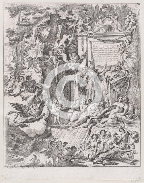 An allegory in honor of the arrival of Cardinal Franciotti as Bishop of Lucca, 1680-1700. Creator: Pietro Testa.