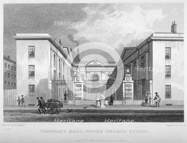 View of Vintners' Hall, Upper Thames Street, City of London, 1830.                                   Artist: R Acon