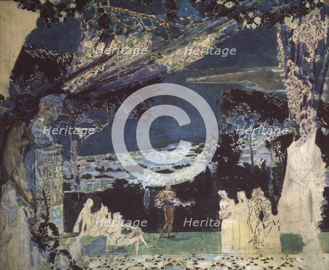 Italy. Night in Naples. Curtain design for the Private Russian Opera, 1891. Artist: Vrubel, Mikhail Alexandrovich (1856-1910)