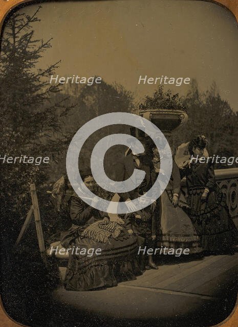 Family Posing on Bow Bridge, Central Park, New York, 1865-75. Creator: Unknown.