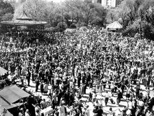 Sardana dancing, traditional dance of Catalonia, in the Ciutadella Park of Barcelona, photo from …