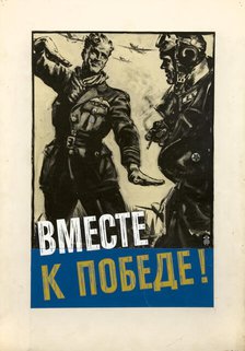 British airman and Russian airman, with aeroplanes in background, May 1941. Creators: Central Office of Information, Unknown.