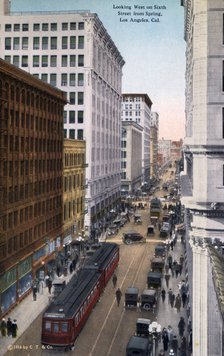 Looking west on 6th Street from Spring Street, Los Angeles, California, USA, 1915. Artist: Unknown