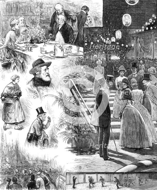 Sketches at the closing of the Fisheries Exhibition, 1883. Creator: Unknown.