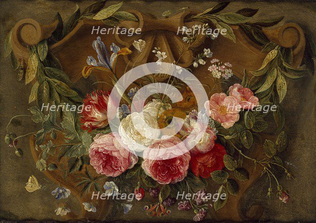 Decorative Still-Life Composition with a Garland of Flowers, mid 17th century. Artist: Jan van Kessel.