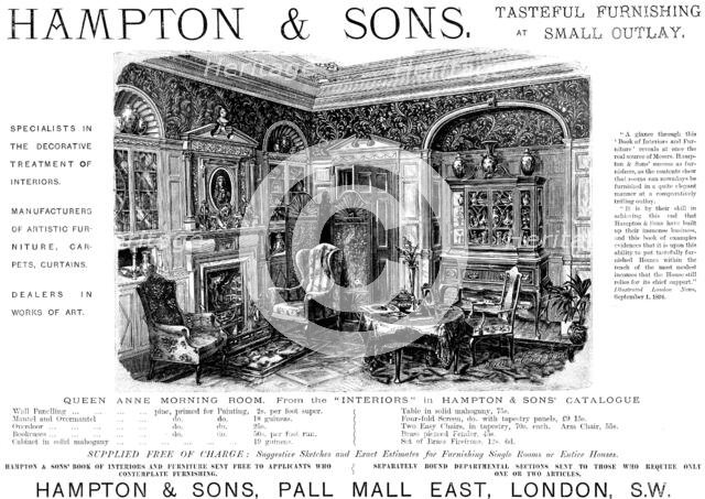 Advertisement for Hampton & Sons, furniture, 1895. Creator: Unknown.