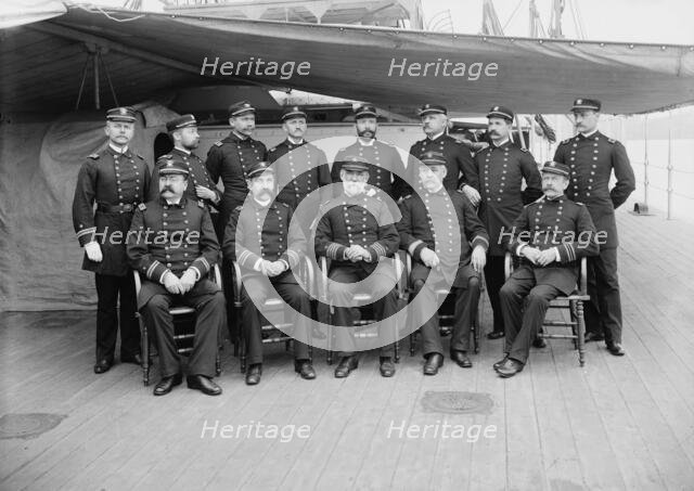 U.S.S. Miantonomoh, Capt. Montgomery Sicard and officers, between 1890 and 1901. Creator: Unknown.