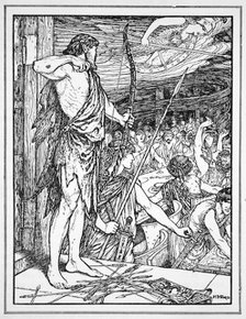 'Ulysses Shoots the First Arrow at the Wooers', 1926.  Artist: Henry Justice Ford