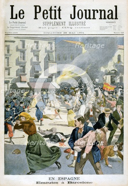 In Spain, Riots break out in Barcelona, 1901. Artist: Unknown