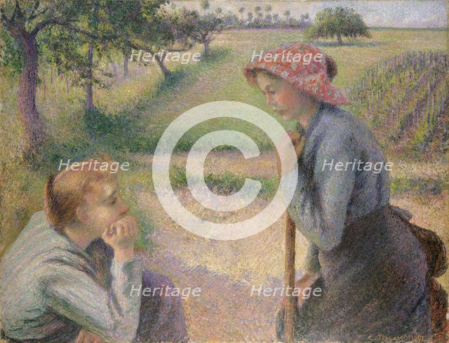 Two Young Peasant Women, 1891-92. Creator: Camille Pissarro.