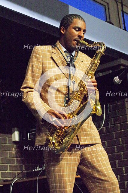 Xhosa Cole Trio, Splash Point Jazz Club, Fishermen’s Club, Eastbourne, East Sussex, 26 Apr 2023. Creator: Brian O'Connor.