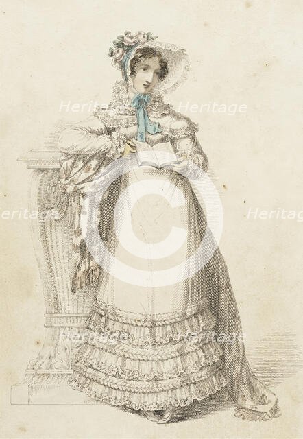 Fashion Plate (Walking Dress), 1820. Creator: Rudolph Ackermann.
