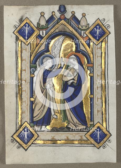 Leaf Excised from a Psalter: The Annunciation, c. 1260. Creator: Unknown.