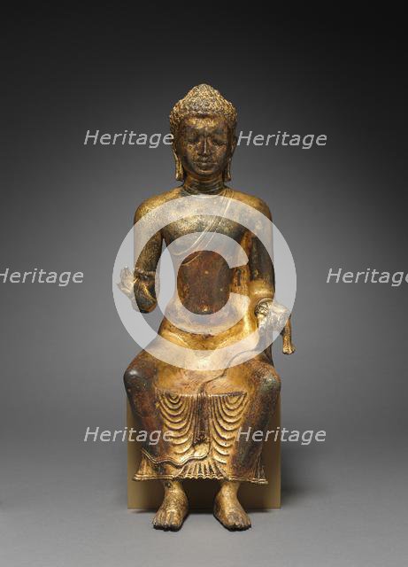 Enthroned Buddha preaching, 700s-800s. Creator: Unknown.