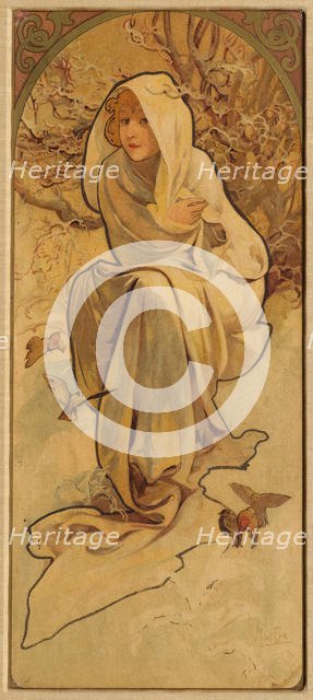Winter (From the Series Les Saisons), c. 1900. Creator: Mucha, Alfons Marie (1860-1939).