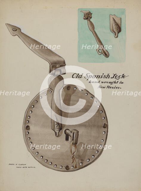 Spanish Lock, c. 1937. Creator: Majel G. Claflin.