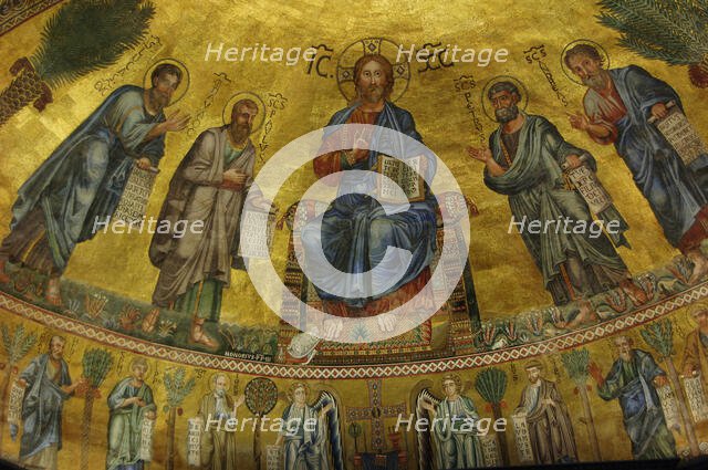 Mosaic of apse, Basilica of St Paul Outside the Walls, Rome, Italy, 2009.  Creator: LTL.
