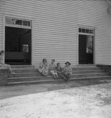Conversation among members of congregation, Wheeley's Church, Gordonton, N Carolina, 1939. Creator: Dorothea Lange.