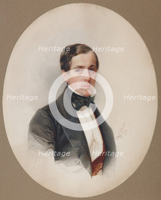 Portrait of Fyodor Nikolayevich Chelishchev (1811-1881), 1851. Artist: Hau (Gau), Vladimir Ivanovich (1816-1895)