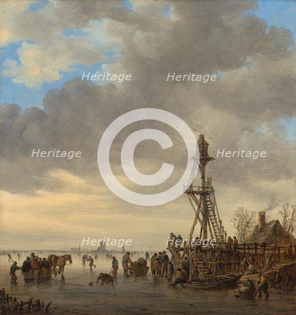 Ice Scene near a Wooden Observation Tower, 1646. Creator: Jan van Goyen.