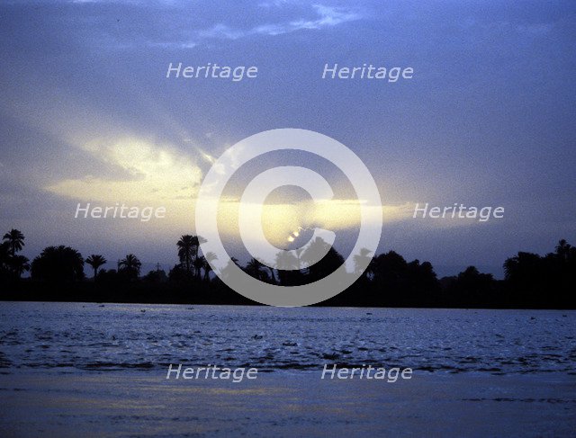 River Nile at sunset, Egypt. Artist: Unknown