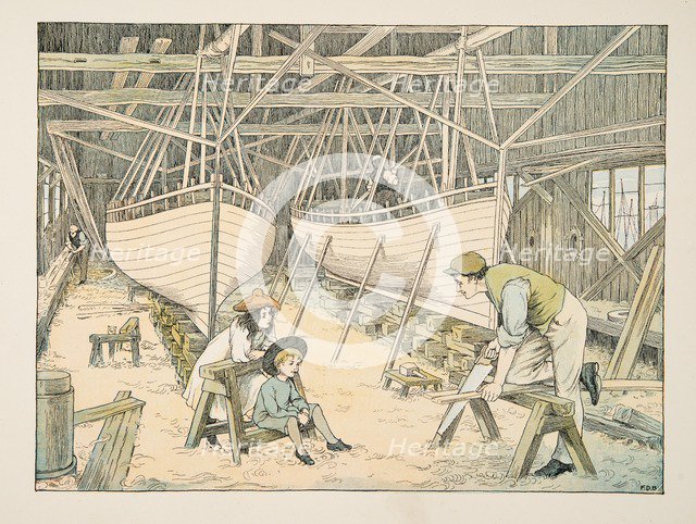 The Shipbuilder,  from Four and Twenty Toilers, pub. 1900 (colour lithograph)
