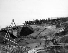 Drainage Work near a Railroad Bridge, 1900-1904. Creator: Unknown.