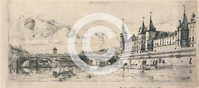'Le Pont-Au-Change (2nd State, 6 1/8 x 13 1/16 Inches)', 1854, (1927). Artist: Charles Meryon.