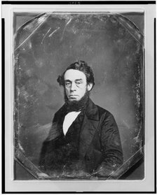 Unidentified man, half-length portrait, three-quarters to the left, eyes..., between 1844 and 1860. Creator: Mathew Brady.