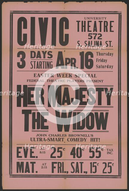 Her Majesty the Widow 3, Syracuse, NY, 1936. Creator: Unknown.