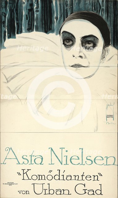 Movie poster The Comedians by Urban Gad, 1913.