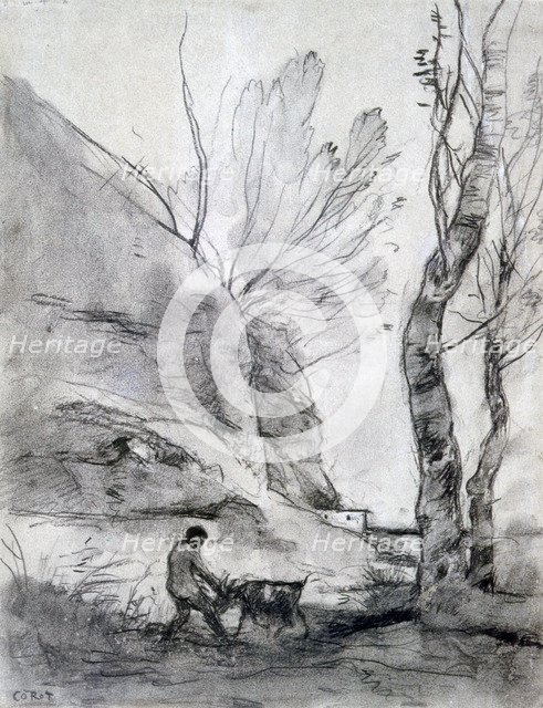 'Man Struggling with a Goat', c1816-1875. Artist: Jean-Baptiste-Camille Corot    