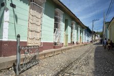 A typical cobblestoned side street in the Colonial UNESCO Heritage site city of Trinidad, Cuba, 2024 Creator: Ethel Davies.