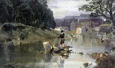 River scene - boy fishing,  c1840-1880. Creator: William Roxby Beverley.