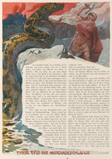 Thor and the Midgard Serpent. From Valhalla: Gods of the Teutons, c. 1905.