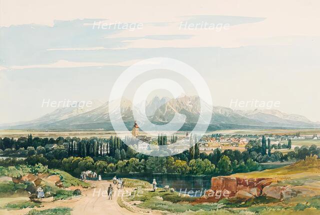 Lomnitz Castle and the Tatra Mountains in Hungary, (around 1861?). Creator: Thomas Ender.