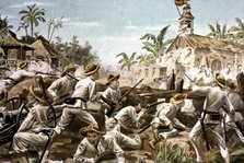 Attack of the Tagalogs to fort Baler in the Philippines, defended by Spanish troops in June 1899,…