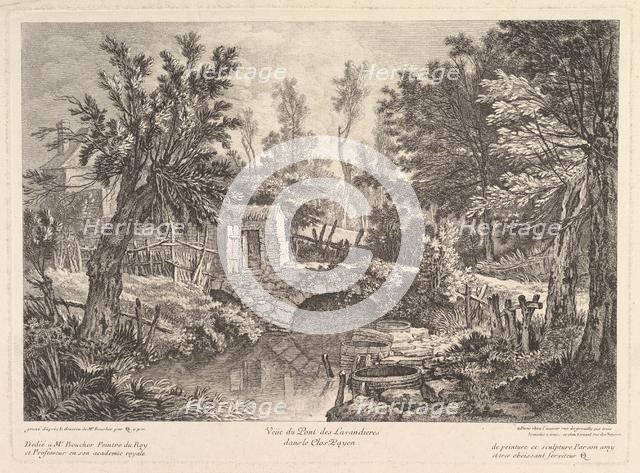 View of the Lavandieres Bridge at the Peasant House, mid-18th century. Creator: Quentin Pierre Chedel.