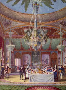 'A Banquet at the Royal Pavilion, Brighton', c1827, (1938). Artist: Joseph Nash.