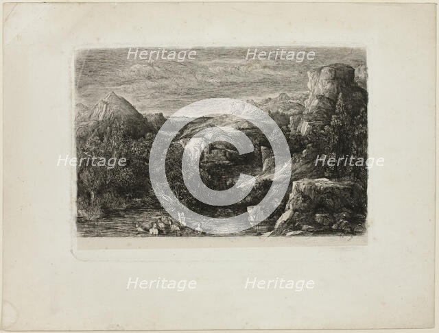 Bathers in a Mountain Pool, 1865. Creator: Rodolphe Bresdin.