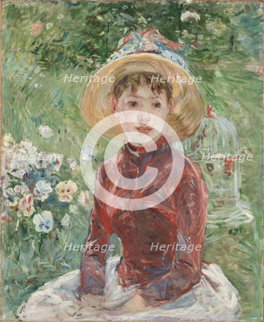 Young Girl on the Grass, the Red Bodice (Mademoiselle Isabelle Lambert), 1885. Creator: Morisot, Berthe (1841-1895).