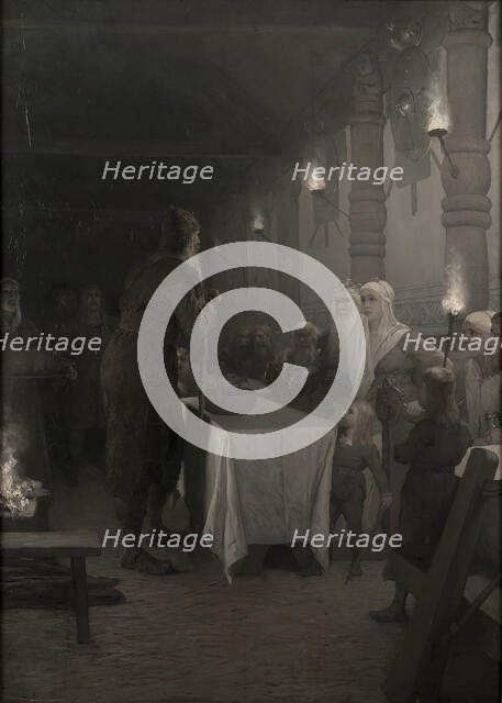 Frithiof's Saga: Frithiof at the court of King Ring, 1880s. Creator: Malmström, August (1829-1901).