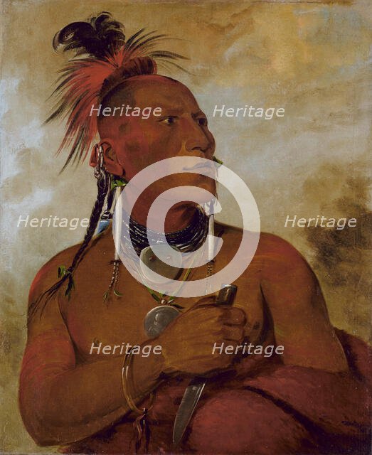 Meach-o-shín-gaw, Little White Bear, a Distinguished Brave, 1832. Creator: George Catlin.