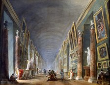 'The Grand Gallery, Louvre, Paris', 1801-1805. Artist: Robert Hubert