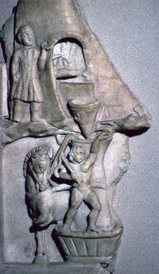 Roman marble relief of a baker's oven and corn mill. Artist: Unknown