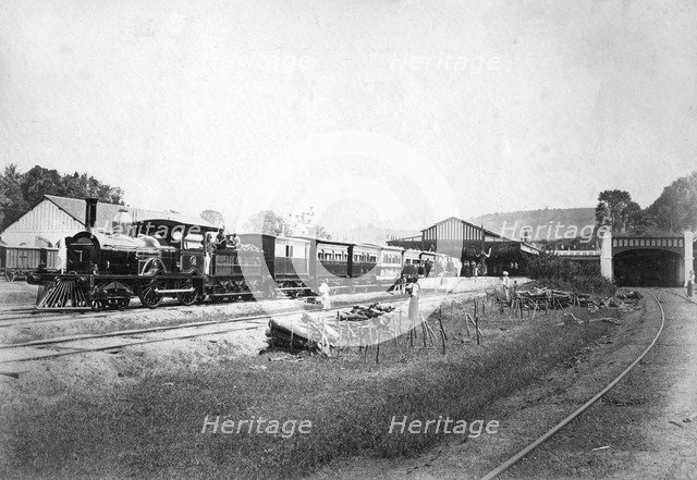 The Royal Train leaving Kandy station, Sri Lanka, c1910s. Artist: Unknown