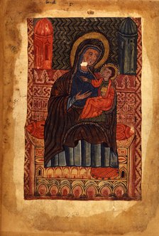 Mother of God and child (Manuscript illumination from the Matenadaran Gospel), 1378.